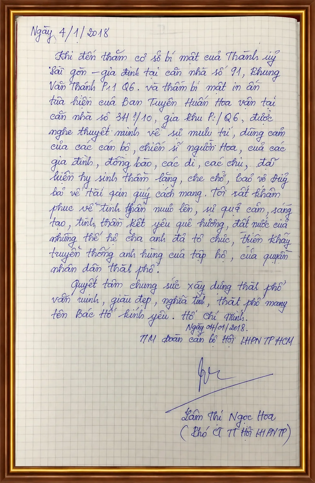 Trang sổ lưu niệm của khách tham quan Nhà Truyền thống (5/15)